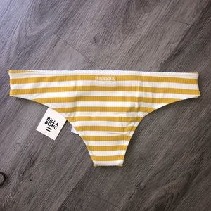 Billabong Yellow Striped Ribbed Cheeky Bottom NWT